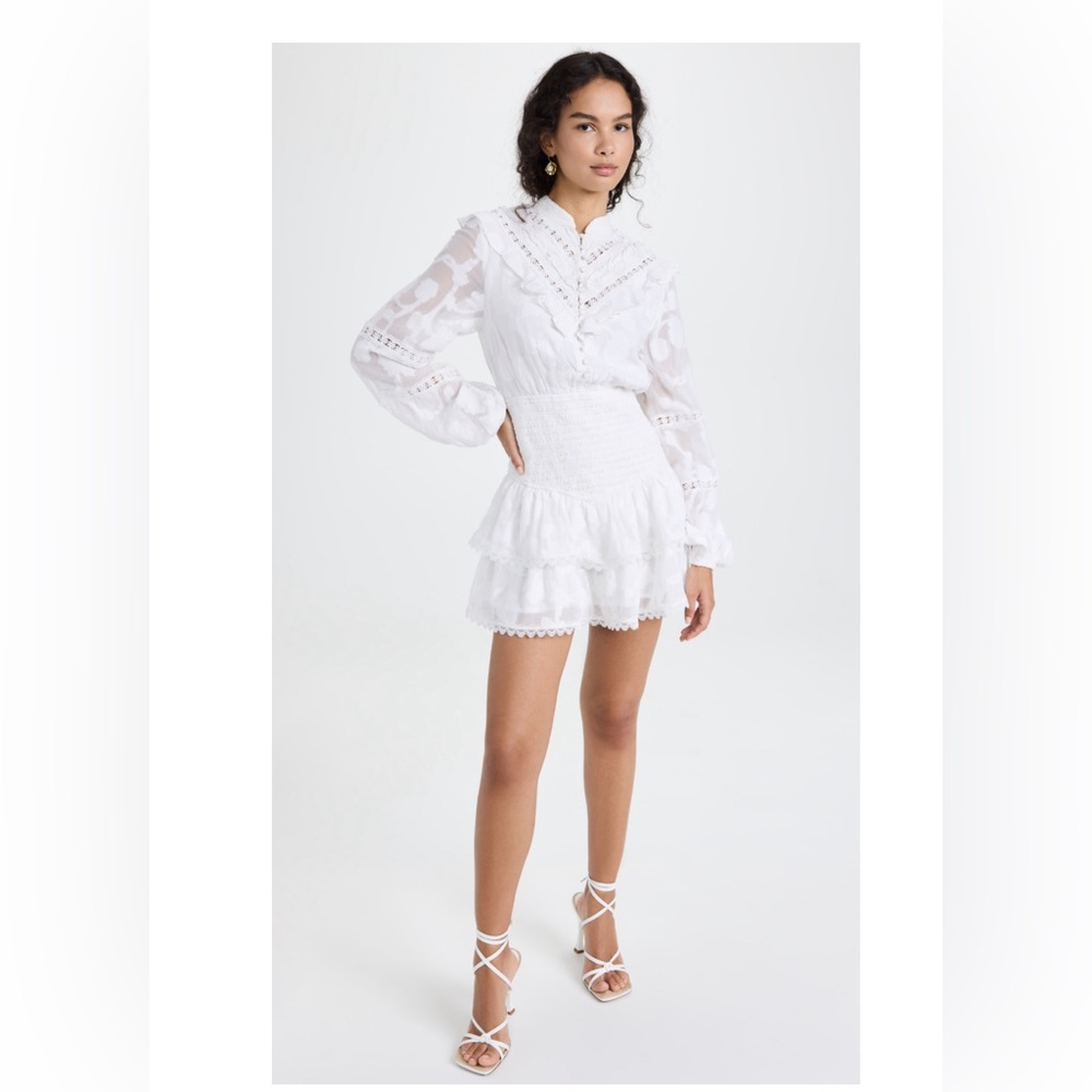 Hemant and Nandita Veda Floral Jacquard short dress size S white
